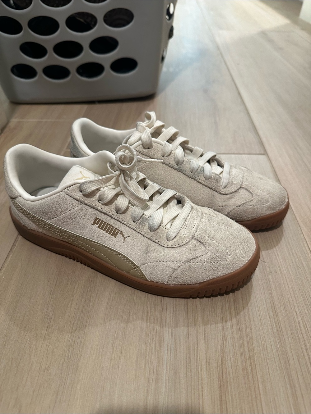 Puma Suede Sneaker in Cream with Gum Sole